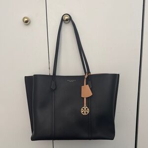 Tory Burch Black Leather Perry Triple Compartment Tote (pre-owned)